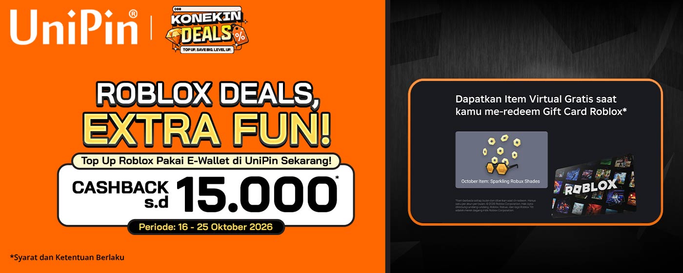 TOP UP ROBLOX GIFT CARD PAKAI E-WALLET DAPAT CASHBACK 15.000 UNIPIN CREDITS! 🎮🔥